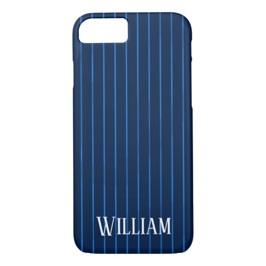 Gepersonaliseerde marineblauwe instripes Case-Mate iPhone case (Achterkant)