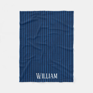 Gepersonaliseerde marineblauwe instripes fleece deken