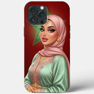 Gepersonaliseerde Marokkaanse Hijabi Vrouw Telefoo iPhone 13 Pro Max Hoesje