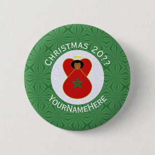 Gepersonaliseerde Marokkaanse Kerstengel Vlag  Ronde Button 5,7 Cm