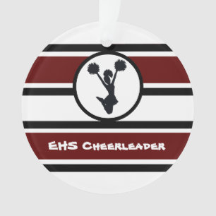 Gepersonaliseerde maroon en zwarte Cheerleader Orn Ornament