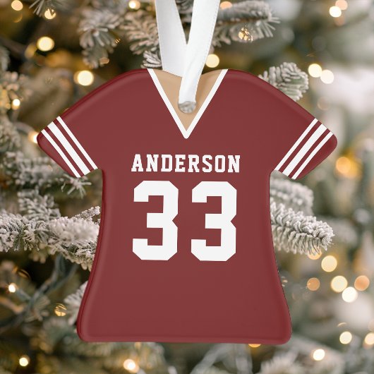 Gepersonaliseerde Maroon Football Jersey Ornament