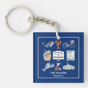 Gepersonaliseerde Martha's Vineyard Waterverf Icon Sleutelhanger