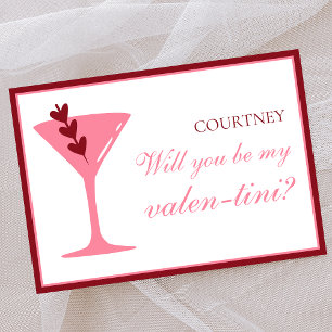 Gepersonaliseerde Martini Galentine's Day rood en Kaart