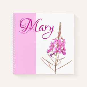  gepersonaliseerde Mary naam paarse bloemen Notitieboek
