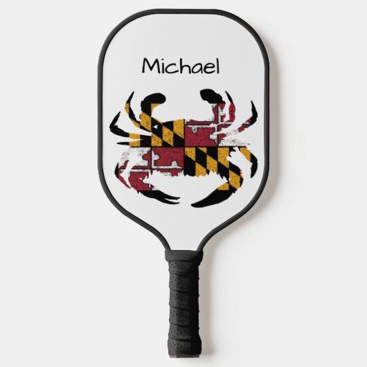 Gepersonaliseerde Maryland State vlag / Blauwe kra Pickleball Paddle (Voorkant)