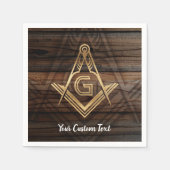 Gepersonaliseerde Masonic Napkins | Rustisch houtw Servetten (Voorkant)