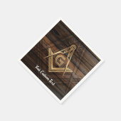Gepersonaliseerde Masonic Napkins | Rustisch houtw Servetten (Hoek)