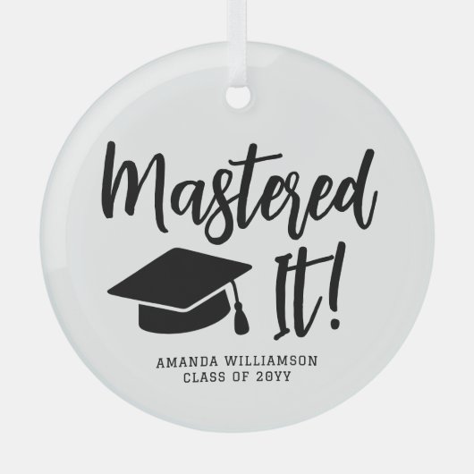 Gepersonaliseerde Masters Degree Afstuderen beheer Glas Ornament (Voorkant)