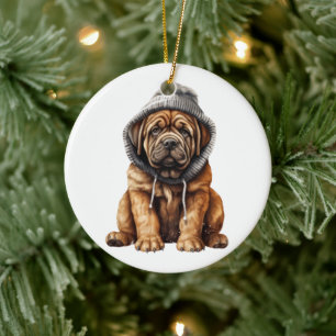 Gepersonaliseerde Mastiff Dog Art Keramisch Ornament
