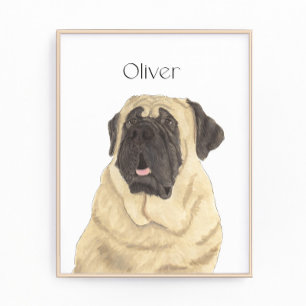 Gepersonaliseerde Mastiff Portrait Art Foto Afdruk