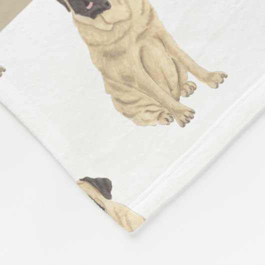 Gepersonaliseerde Mastiff Roze & Wit Fleece Deken (Hoek)