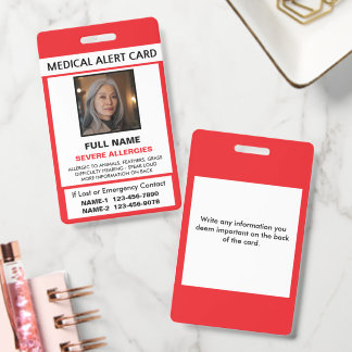 Gepersonaliseerde medische en allergie alert ID ba Badge