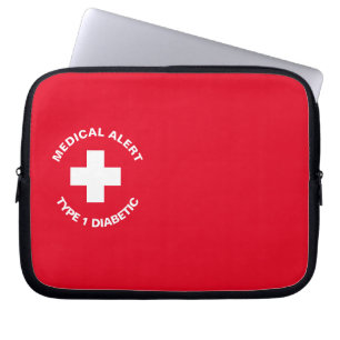 Gepersonaliseerde medische waarschuwing Diabetisch Laptop Sleeve