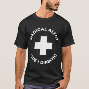 Gepersonaliseerde medische waarschuwing Diabetisch T-shirt