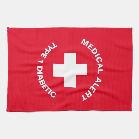 Gepersonaliseerde medische waarschuwing Diabetisch Theedoek (Horizontaal)
