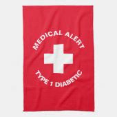 Gepersonaliseerde medische waarschuwing Diabetisch Theedoek (Verticaal)