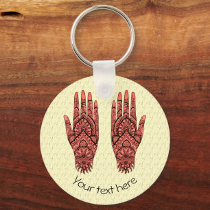 Gepersonaliseerde Mehndi-hand tattoo kunst ontwerp Sleutelhanger