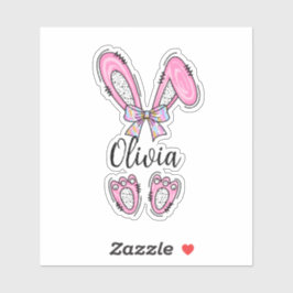 Gepersonaliseerde Meisje Paashaas Sticker