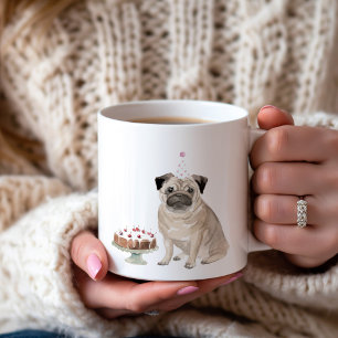 Gepersonaliseerde Meisje Pug Verjaardag Cake Coffe Koffiemok