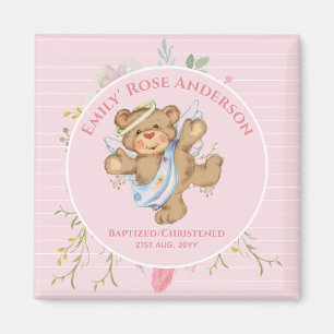 Gepersonaliseerde meisjes BAPTISM - Pink Angel Ted Magneet