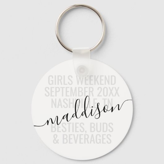 Gepersonaliseerde meisjes Bestie Weekend Sleutelhanger (Voorkant)