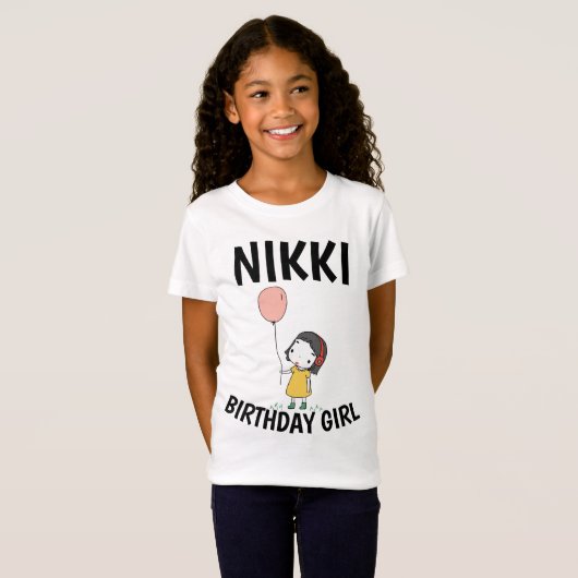 GEPERSONALISEERDE MEISJES BIRTHDAY GIRL T-SHIRL T-SHIRT (Voorkant volledig)