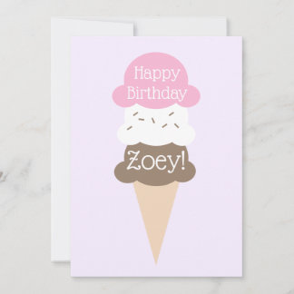 Gepersonaliseerde Meisje's Birthday Ice Cream Kaar Feestdagenkaart