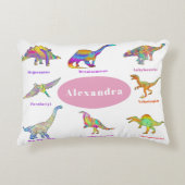 Gepersonaliseerde meisjes dinosaurus accent kussen (Voorkant)