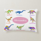 Gepersonaliseerde meisjes dinosaurus accent kussen (Achterkant)