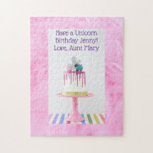 Gepersonaliseerde meisjes Unicorn Birthday Puzzle