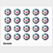 Gepersonaliseerde Meisjes Voetbal Galaxy Ronde Sticker (Vel)
