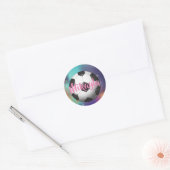 Gepersonaliseerde Meisjes Voetbal Galaxy Ronde Sticker (Envelop)