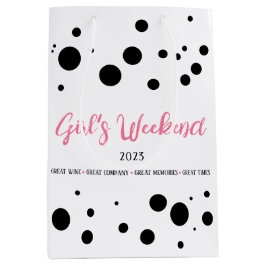 Gepersonaliseerde Meisjes Weekend Pink Dotted Medium Cadeauzakje