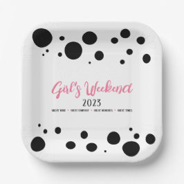 Gepersonaliseerde Meisjes Weekend Pink Dotted Papieren Bordje