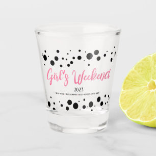 Gepersonaliseerde Meisjes Weekend Pink Dotted Shot Glas