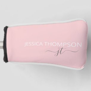 Gepersonaliseerde meisjesblindroze afbeelding naam golfheadcover