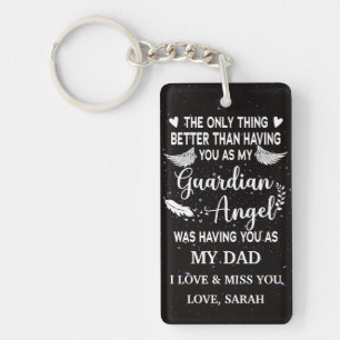 Gepersonaliseerde Memorial Dad guardian angel Sleutelhanger