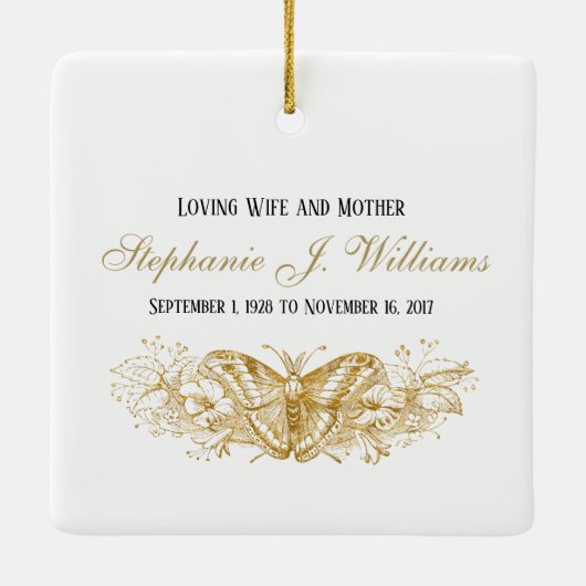 Gepersonaliseerde Memorial Feminine Keepomwille Keramisch Ornament (Achterkant)