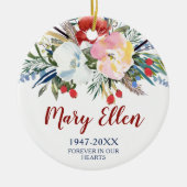 Gepersonaliseerde Memorial Waterverf Boho Flowers Keramisch Ornament (Voorkant)