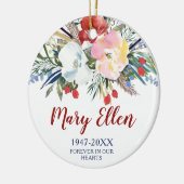 Gepersonaliseerde Memorial Waterverf Boho Flowers Keramisch Ornament (Links)
