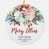 Gepersonaliseerde Memorial Waterverf Boho Flowers Keramisch Ornament (Achterkant)
