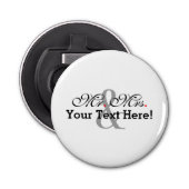 Gepersonaliseerde meneer en mevrouw Plus  kleur Button Flesopener (Voorkant)