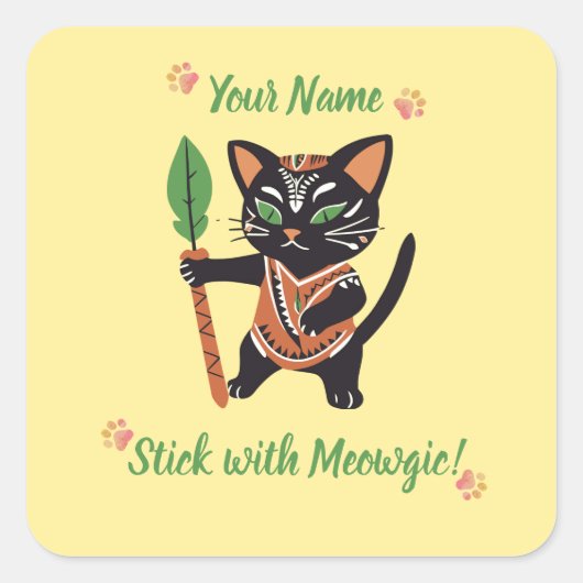 Gepersonaliseerde Meowgic Cat Sticker Gift! (Voorkant)