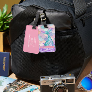 Gepersonaliseerde Mermaid Dreams en Glitter Gleam Bagagelabel