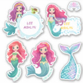 Gepersonaliseerde Mermaid Onderwater Naam Labels (Voorkant)