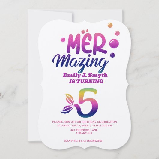 Gepersonaliseerde Mermaid verjaardagsuitnodigingen Kaart (Voorkant)
