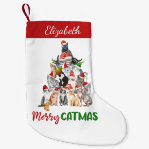 Gepersonaliseerde Merry Catmus Funny Cat Kerstmis Kleine Kerstsok