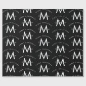 Gepersonaliseerde Merry Christmas Black Monogram Cadeaupapier (Vlak)