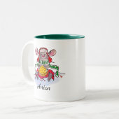Gepersonaliseerde Merry Christmas Cheese Mouse Tweekleurige Koffiemok (Voorkant links)